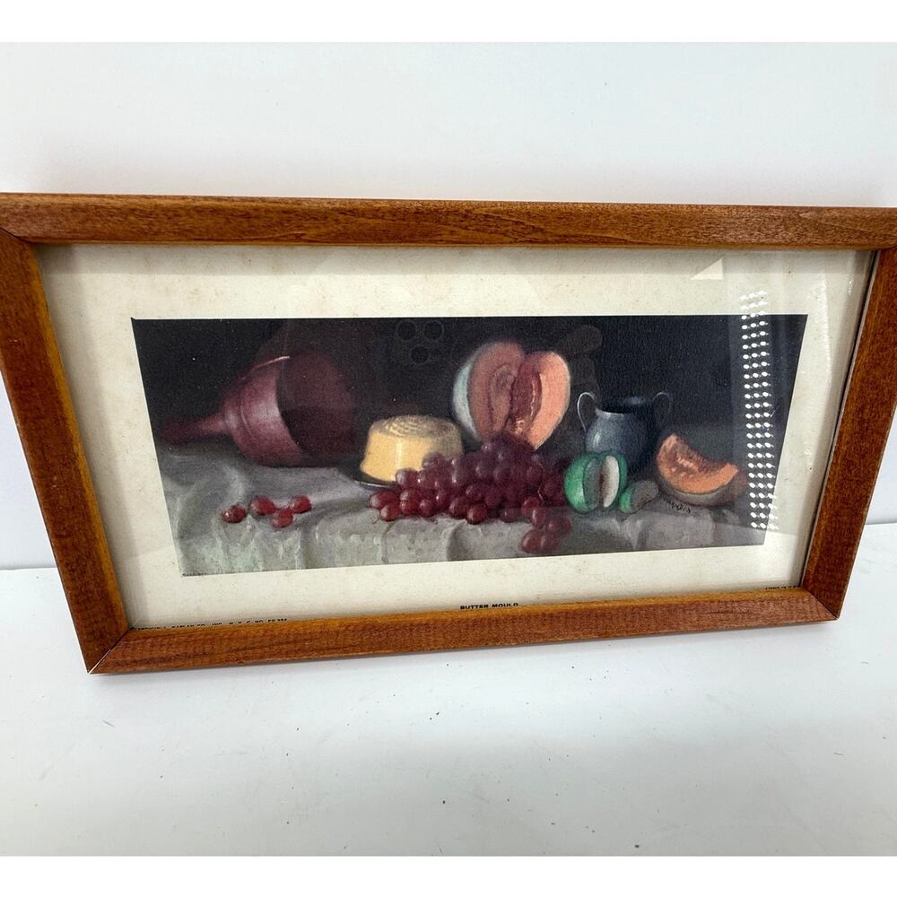 Arthur A Kaplan Butter Mould Still Life Fruit Kitchen Print Vintage Framed Art